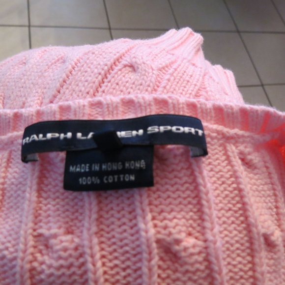 Ralph Lauren Pink Cable V Neck Sweater XL - Picture 5 of 7